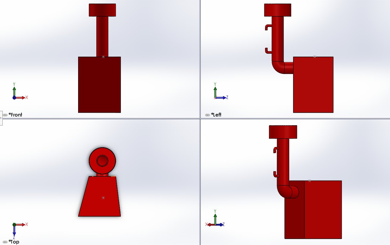Fuel tank · front, left, top and isometric views